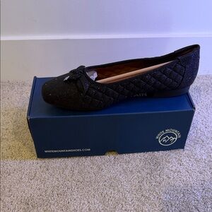 White Mountain Women's Sparkly Black Quilted Flats